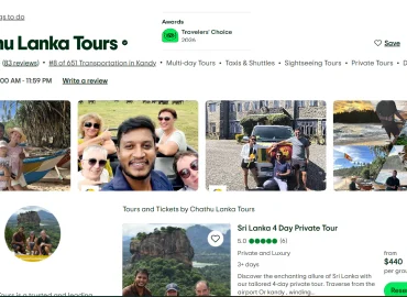 Chathu Lanka Tours Tripadvisor Travelers’ Choice Award 2026