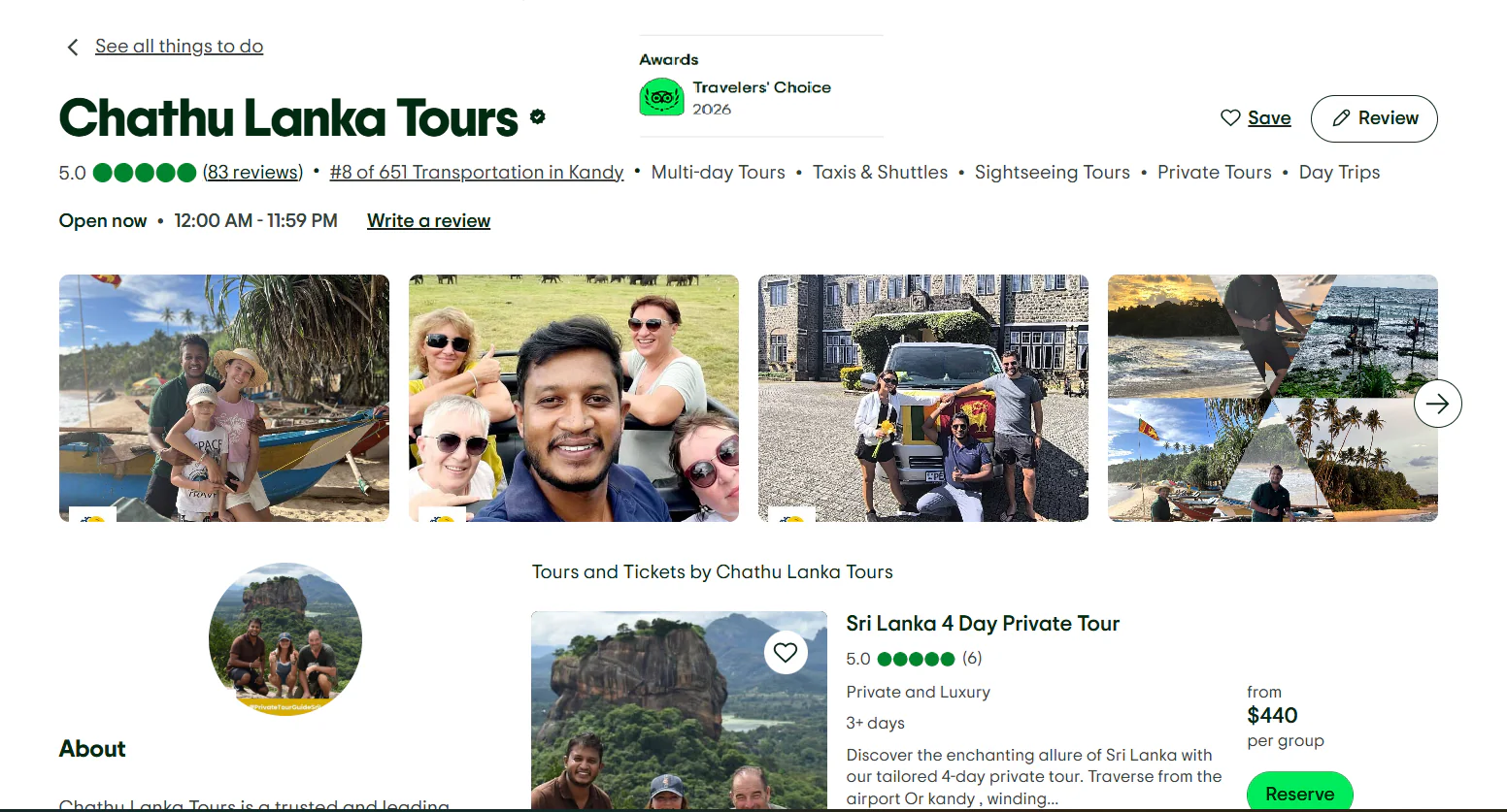 Chathu Lanka Tours Wins Tripadvisor Travelers’ Choice Award 2026